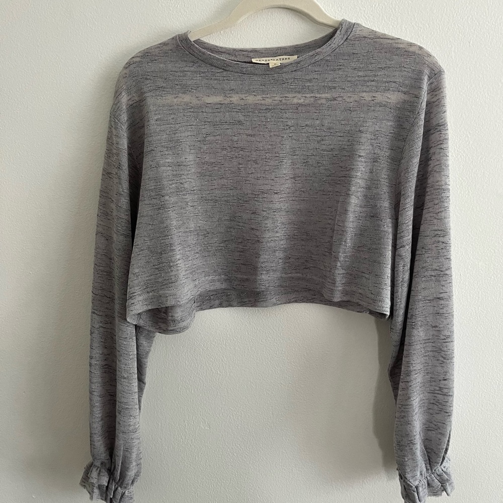 Grey crop blouse
